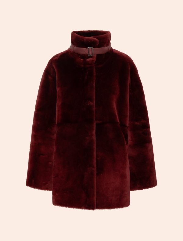BÆÆ Vinterjakke bordo i shearling, ullsiden ut