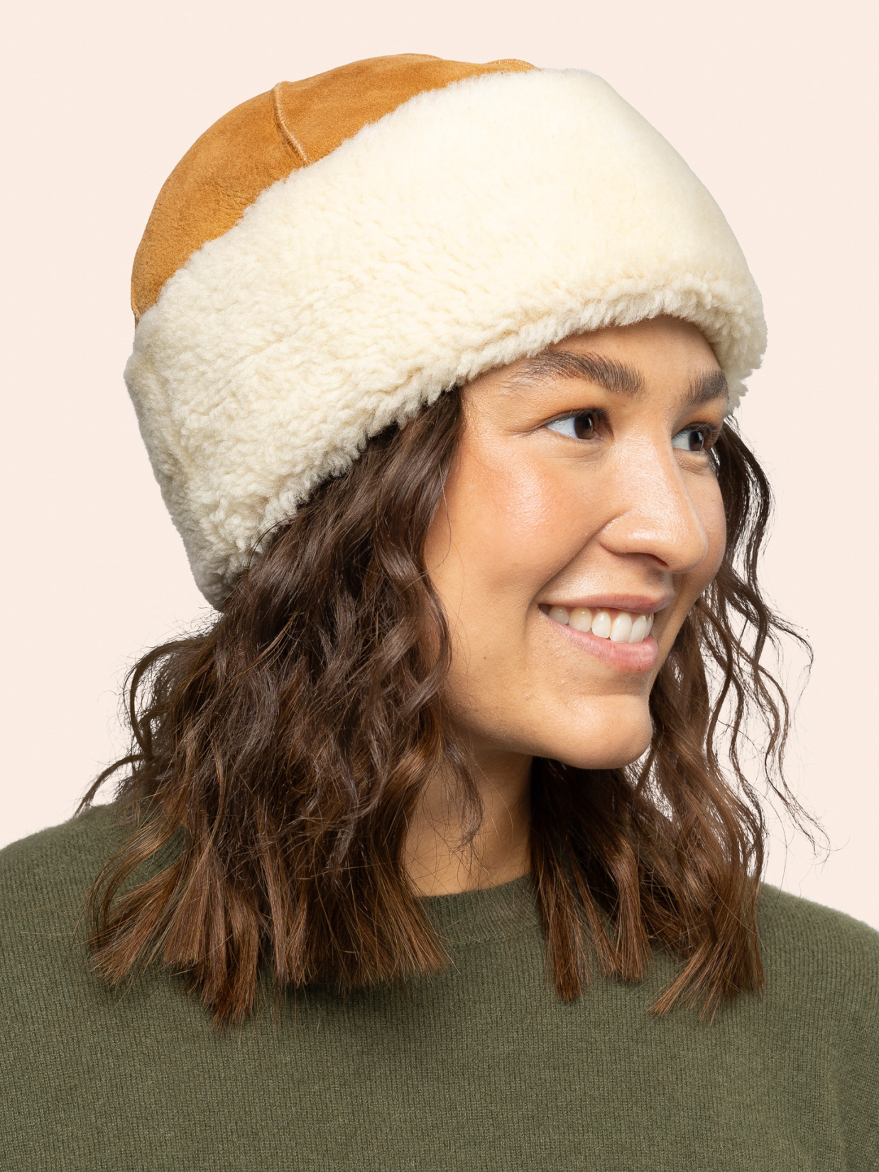BÆÆ Lue Timberland i italiensk shearling, på modell